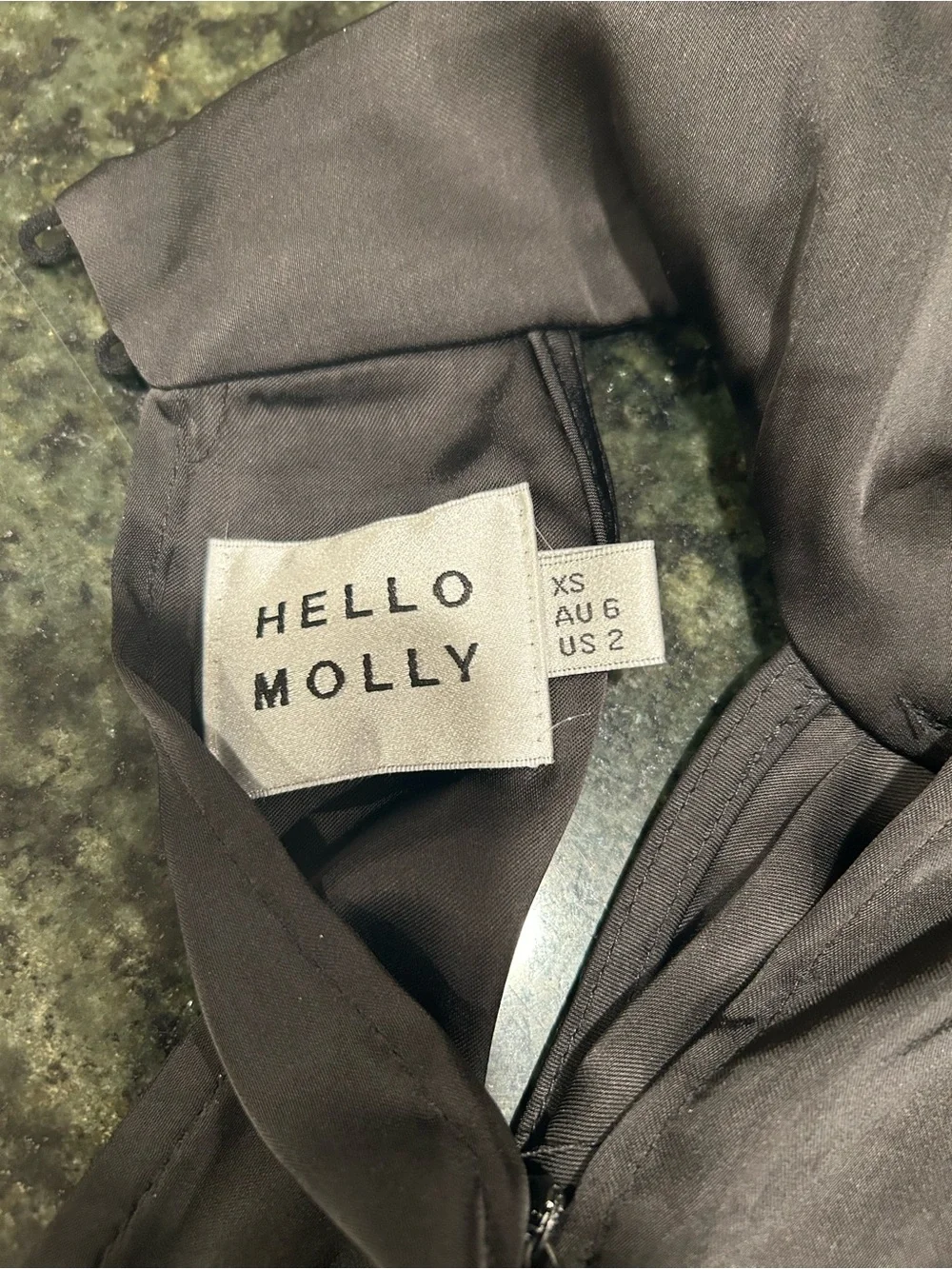 Hello Molly Black Satin Draped High-Neck Jumpsuit. Sz X-S. 514 - Picture 10 of 10
